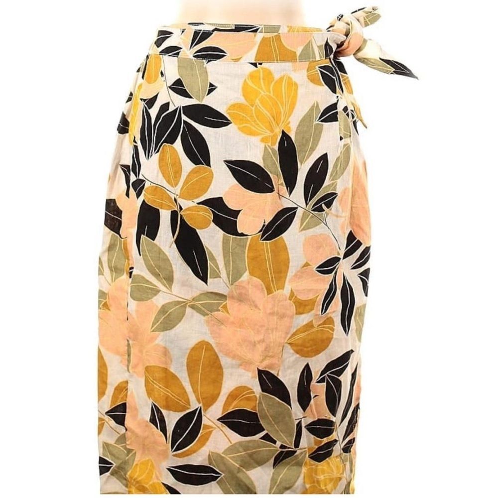 Rachel Zoe Floral Linen Wrap Skirt